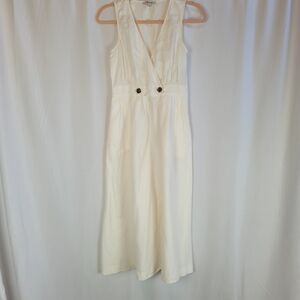Madewell Button-Waist Wrap Midi Dress Women's Size 00 Creme